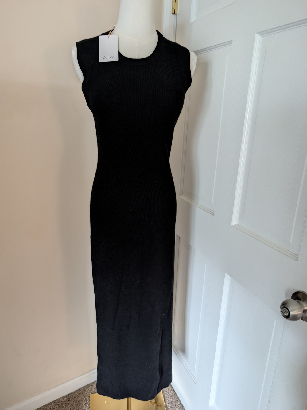 NWT Quince 100% Mongolian Cashmere Sleeveless Midi Sweater Dress Black S